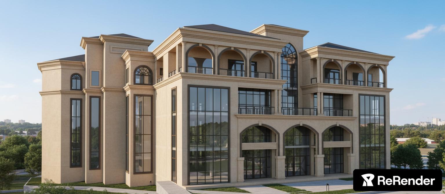 Apartment Complex in High Tech style - ReRender AI