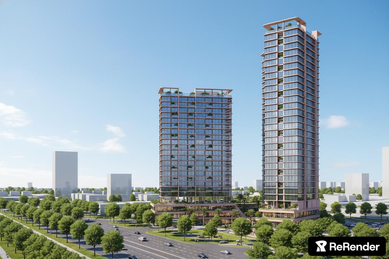Apartment Complex in High Tech style - ReRender AI