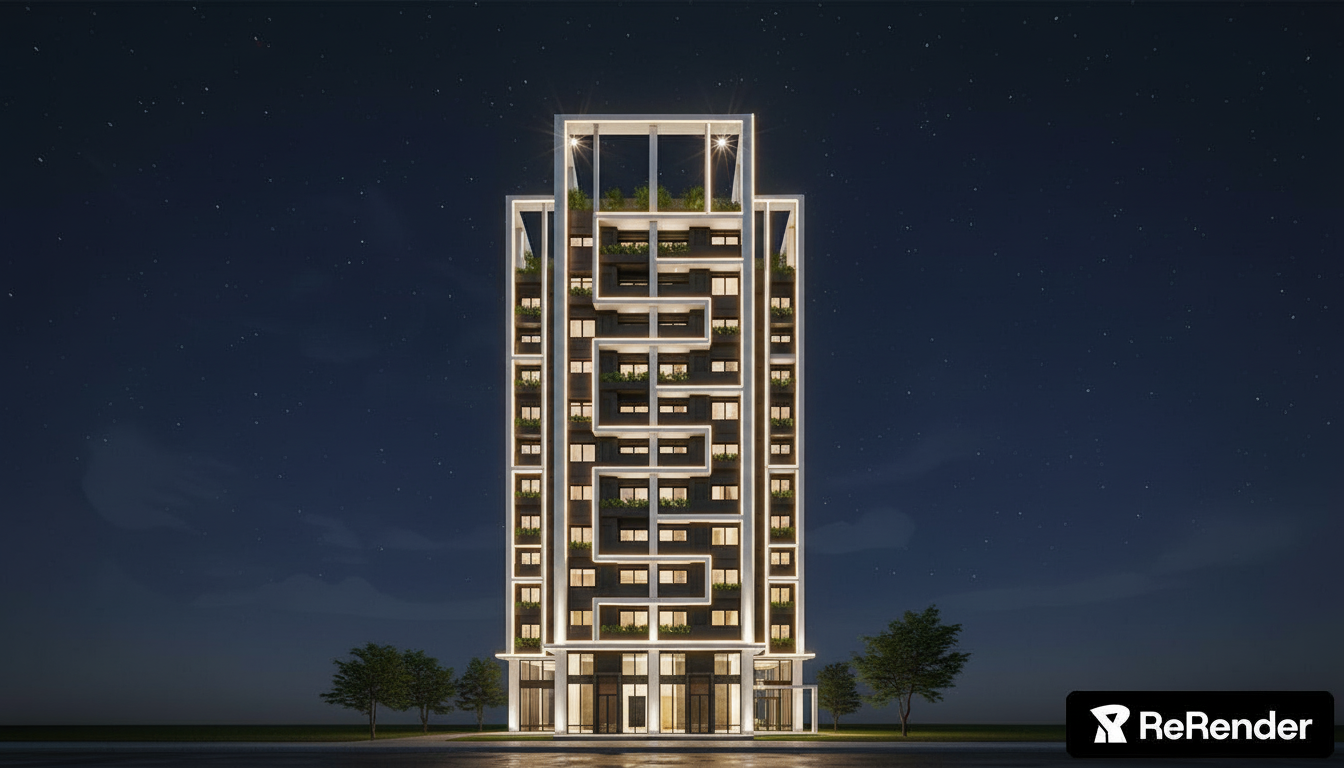 Apartment Complex in Expressive High-tech style - ReRender AI