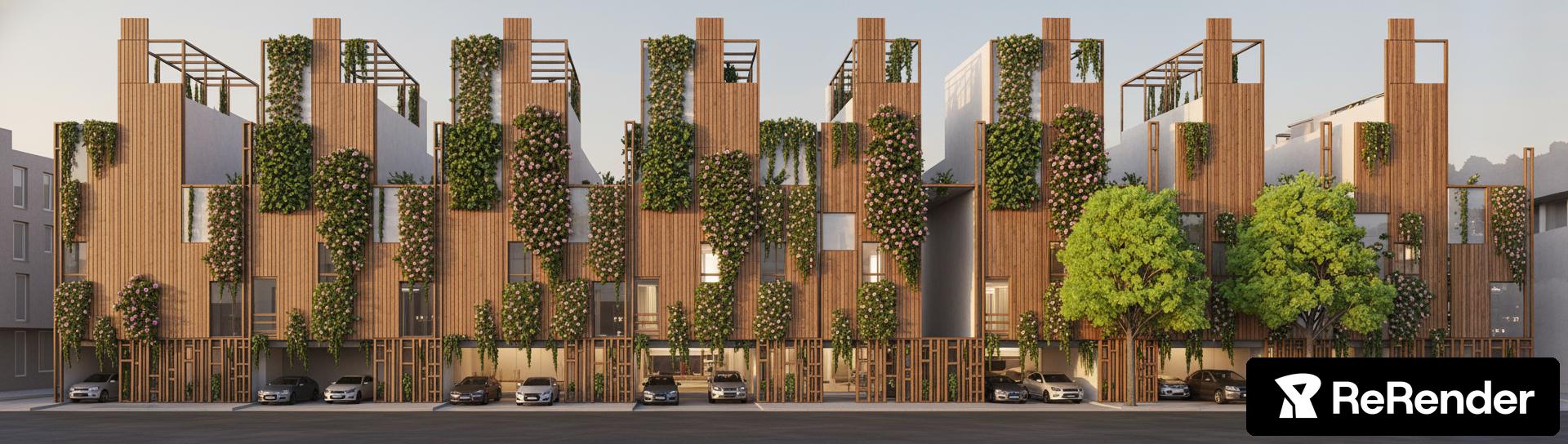 Apartment Complex in Expressive High-tech style - ReRender AI