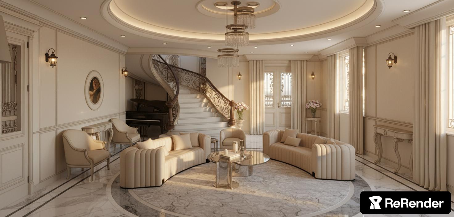 Single Family Home in Biomorphic style - ReRender AI