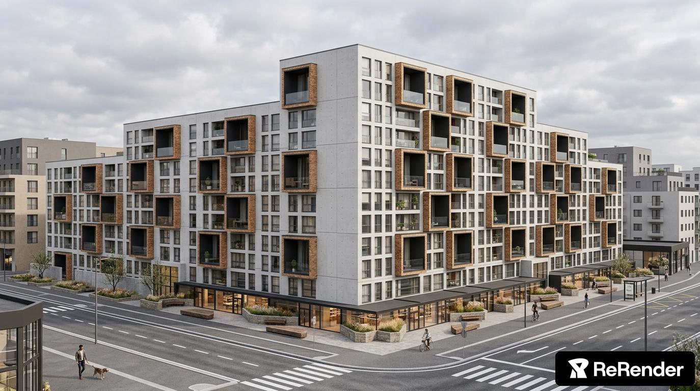 Apartment Complex in High Tech style - ReRender AI