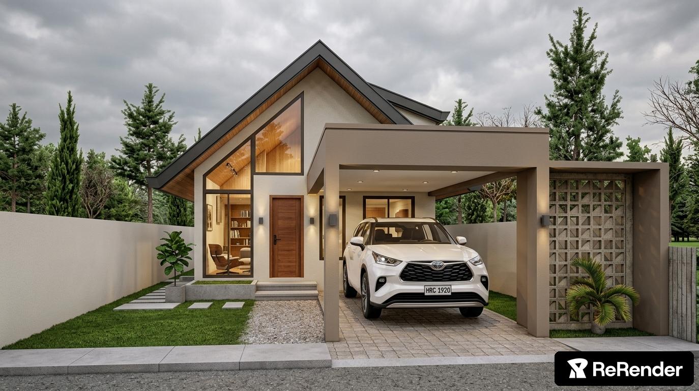 Single Family Home in Biomorphic style - ReRender AI